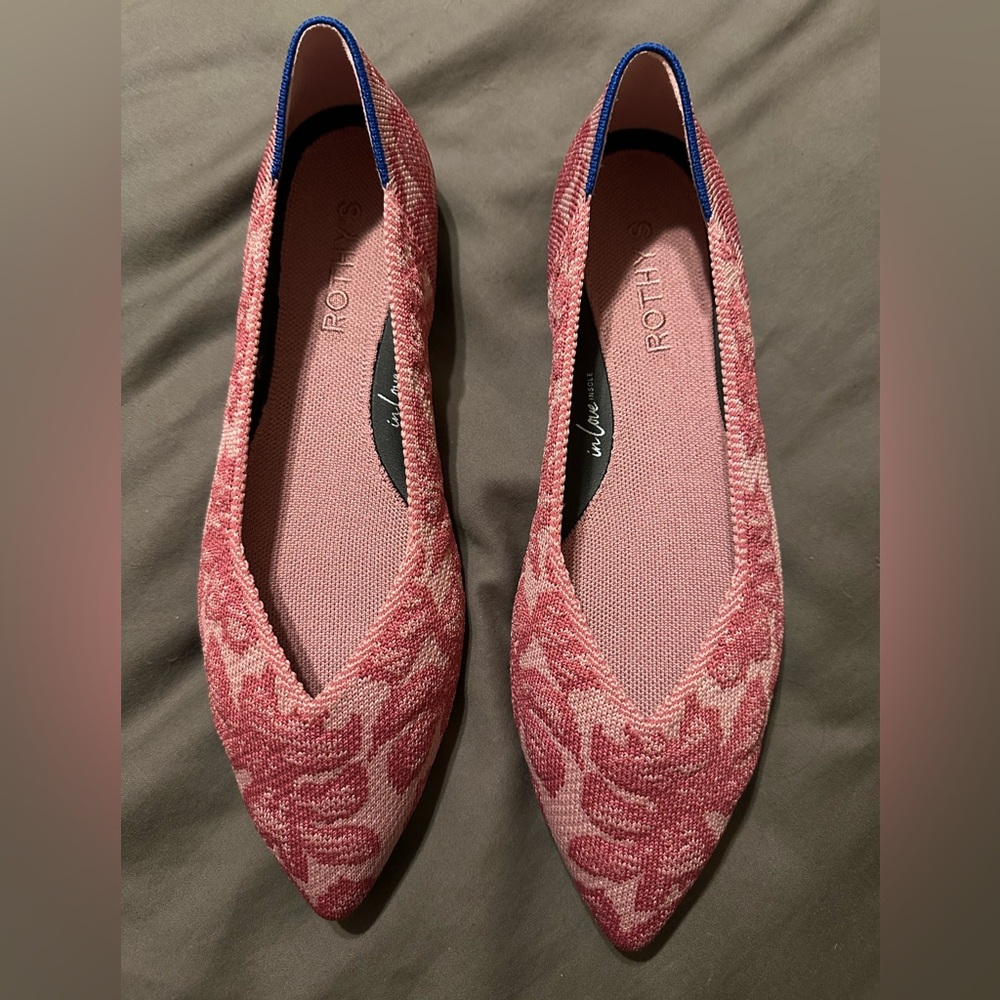 Rothy's The Point II Women's Flats in Hibiscus Chantilly 7.5 NIB